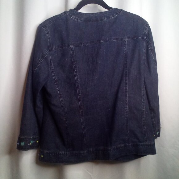 Alfred Dunner Jean Jacket 10P 10 Petite Button Up Butterfly Beading Denim Blue - Picture 4 of 15